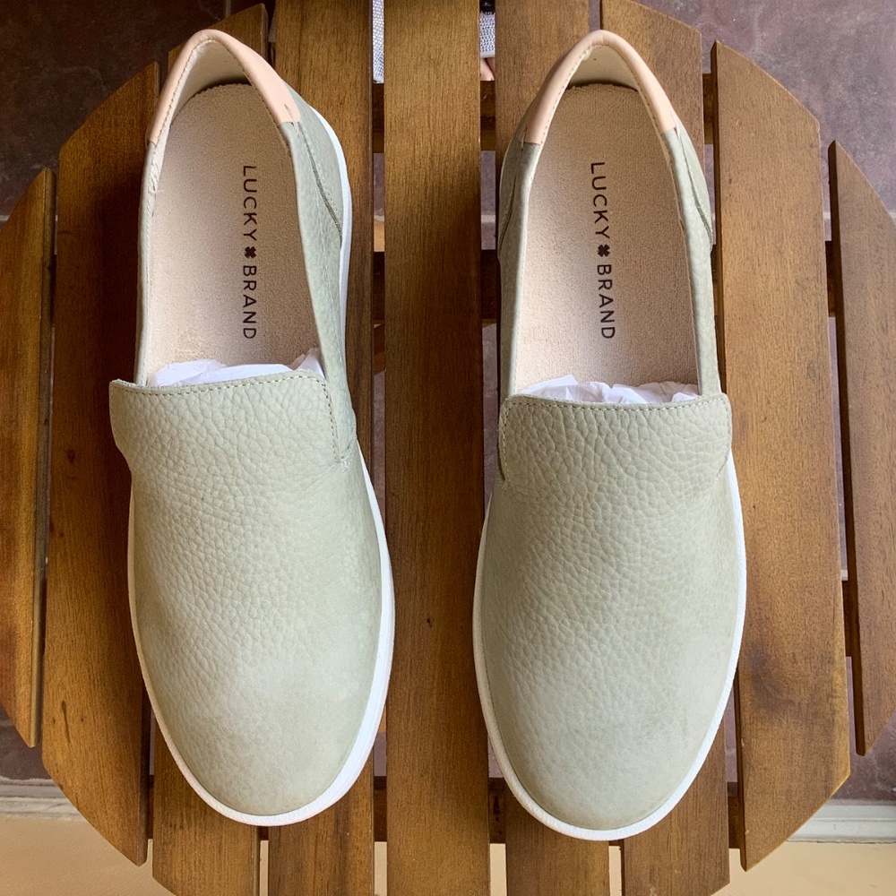 Lucky Brand Hadie Leather Slip On Loafer Sneaker Seagrass SZ 9 - Picture 5 of 15